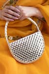 Shop_Vaidaan_Gold Faux Leather Clutch Bag _at_Aza_Fashions