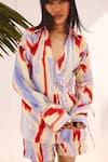 Shop_ZiP by Payal & Zinal_Multi Color Cotton, Linen Collared Hazy Hue Shirt And Shorts Set _Online_at_Aza_Fashions