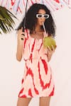 Buy_ZiP by Payal & Zinal_Multi Color Cotton, Linen Round Neck Sunset Strokes Skirt Set _Online_at_Aza_Fashions