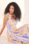Shop_ZiP by Payal & Zinal_Multi Color Cotton, Linen Open Neck Tie-dye Midi Dress _Online_at_Aza_Fashions