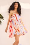 ZiP by Payal & Zinal_Multi Color Cotton, Linen Doodle Dream Sea Foam Green Dress _Online_at_Aza_Fashions