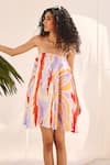 Buy_ZiP by Payal & Zinal_Multi Color Cotton, Linen Doodle Dream Sea Foam Green Dress _at_Aza_Fashions