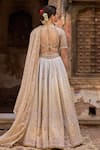 Shop_Cedar & Pine_Ivory Silk, Tulle, Organza Sequins, Embroidery Lehenga Set _at_Aza_Fashions