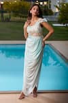 Buy_Aariyana Couture_Blue Modal, Net Embroidery Off-shoulder Draped Corset Maxi Dress _Online_at_Aza_Fashions