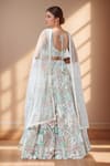 Shop_Samyukta Singhania_Blue Net Embroidery Floral Leaf Lehenga Set _at_Aza_Fashions