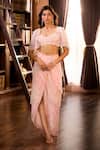Buy_Aariyana Couture_Pink Viscose Embroidery Sweetheart Neck Water Layered Skirt Set _at_Aza_Fashions