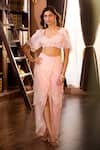 Shop_Aariyana Couture_Pink Viscose Embroidery Sweetheart Neck Water Layered Skirt Set _Online_at_Aza_Fashions