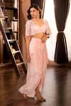 Aariyana Couture_Pink Viscose Embroidery Sweetheart Neck Water Layered Skirt Set _at_Aza_Fashions