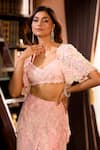 Aariyana Couture_Pink Viscose Embroidery Sweetheart Neck Water Layered Skirt Set _Online