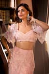 Buy_Aariyana Couture_Pink Viscose Embroidery Sweetheart Neck Water Layered Skirt Set _Online