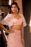 Shop_Aariyana Couture_Pink Viscose Embroidery Sweetheart Neck Water Layered Skirt Set _Online