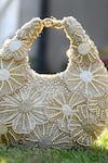 Buy_Clutch'D_Gold Beads Floral Ivory Handbag _Online_at_Aza_Fashions