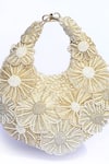 Clutch'D_Gold Beads Floral Ivory Handbag _at_Aza_Fashions