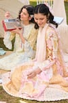 Saundh_Off White Cotton Satin Embroidery Round Floral Printed Anarkali Set With Dupatta _Online_at_Aza_Fashions