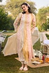 Buy_Saundh_Off White Cotton Satin Embroidery Round Floral Printed Anarkali Set With Dupatta _at_Aza_Fashions