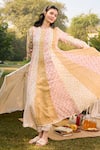 Shop_Saundh_Off White Cotton Satin Embroidery Round Floral Printed Anarkali Set With Dupatta _Online_at_Aza_Fashions
