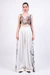 Buy_AK-OK_Black Silk Embroidery Round Neck Designer Top And Pant Set _at_Aza_Fashions