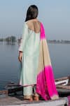 The Home Affair_Green Cotton, Chiffon, Jacquard Embroidery Pistachio Kurta Set With Pink Dupatta _Online_at_Aza_Fashions