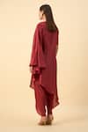 Shop_Aakaar_Brown Silk Beads Round Neck Copper Matka Kurta Set _at_Aza_Fashions