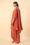 Shop_Aakaar_Orange Cotton, Silk Embroidery V-neck Kurta Set _at_Aza_Fashions