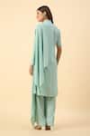 Shop_Aakaar_Blue Modal Beads Collared Draped Kurta Set _at_Aza_Fashions
