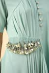 Aakaar_Blue Modal Beads Collared Draped Kurta Set _at_Aza_Fashions