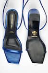 Shop_Signature Sole_Blue Electric Metallic Wrap Block Heels _at_Aza_Fashions
