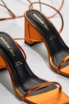 Buy_Signature Sole_Orange Molten Metallic Wrap Block Heels 