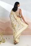Shop_BAISE GABA_Beige V-neck Bloomline Designer Saree With Blouse _at_Aza_Fashions