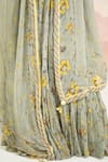 Baise Gaba_Green Chiffon Embroidery, Beads Sweetheart Neck Floral Print Auralia Lehenga Set _at_Aza_Fashions