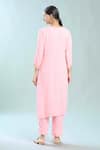 Shop_Samyukta Singhania_Pink Kurta Georgette Embroidery Floral Round Pittan And Pant Set _at_Aza_Fashions