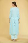 Shop_Samyukta Singhania_Sky Blue Georgette, Silk Embroidery Round Neck Pittan Yoke Kurta And Pant Set_at_Aza_Fashions