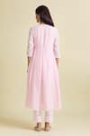 Shop_Samyukta Singhania_Pink Cotton Embroidery, Lace Scoop Neck Thread Anarkali Pant Set_at_Aza_Fashions