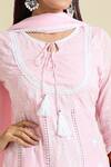 Shop_Samyukta Singhania_Pink Cotton Embroidery, Lace Scoop Neck Thread Anarkali Pant Set_Online_at_Aza_Fashions