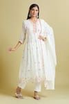 Buy_Samyukta Singhania_White Cotton Mirrors, Sequins V-neck Embroidered Anarkali Pant Set _Online_at_Aza_Fashions