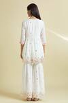 Shop_Samyukta Singhania_White Cotton Mulmul Embroidered Mirror Work Sequins Peplum Kurta Sharara Set _at_Aza_Fashions