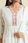 Samyukta Singhania_White Cotton Mulmul Embroidered Mirror Work Sequins Peplum Kurta Sharara Set _at_Aza_Fashions