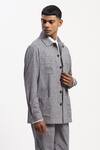 ABRAHAM AND THAKORE_Multi Color Cotton Diagonal Print Jacket _Online_at_Aza_Fashions