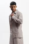 ABRAHAM AND THAKORE_Multi Color Cotton Diagonal Print Jacket _Online_at_Aza_Fashions