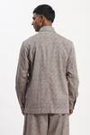Shop_ABRAHAM AND THAKORE_Multi Color Cotton Diagonal Print Jacket _at_Aza_Fashions