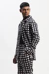 ABRAHAM AND THAKORE_Black Cotton Watercolour Checks Jacket _Online_at_Aza_Fashions