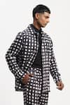 Buy_ABRAHAM AND THAKORE_Black Cotton Watercolour Checks Jacket _Online_at_Aza_Fashions
