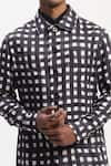Shop_ABRAHAM AND THAKORE_Black Cotton Watercolour Checks Jacket _Online_at_Aza_Fashions