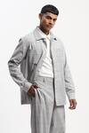 Buy_Abraham And Thakore_Gray Cotton Hand-drawn Lines Grey Jacket _Online_at_Aza_Fashions
