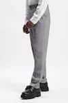 Buy_ABRAHAM AND THAKORE_Gray Cotton Diagonal Print Casual Trouser _Online_at_Aza_Fashions
