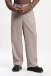 Shop_ABRAHAM AND THAKORE_Multi Color Cotton Diagonal Print Casual Trouser _at_Aza_Fashions