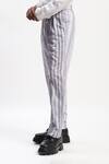 ABRAHAM AND THAKORE_Gray Cotton Watercolour Stripes Trouser _Online_at_Aza_Fashions