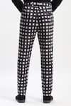 ABRAHAM AND THAKORE_Black Cotton Watercolour Checks Trouser _Online_at_Aza_Fashions