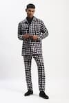 Buy_ABRAHAM AND THAKORE_Black Cotton Watercolour Checks Trouser _at_Aza_Fashions