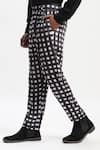 Buy_ABRAHAM AND THAKORE_Black Cotton Watercolour Checks Trouser _Online_at_Aza_Fashions